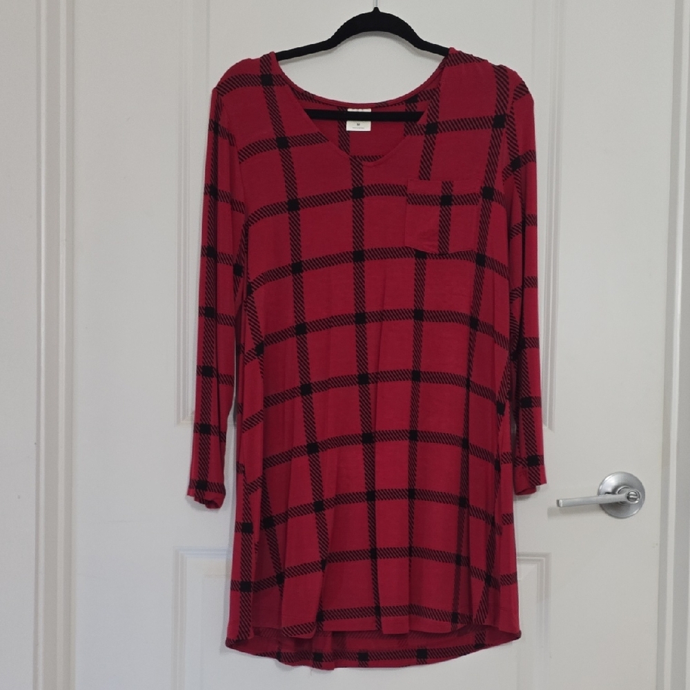 Soma Red Plaid Tunic Top